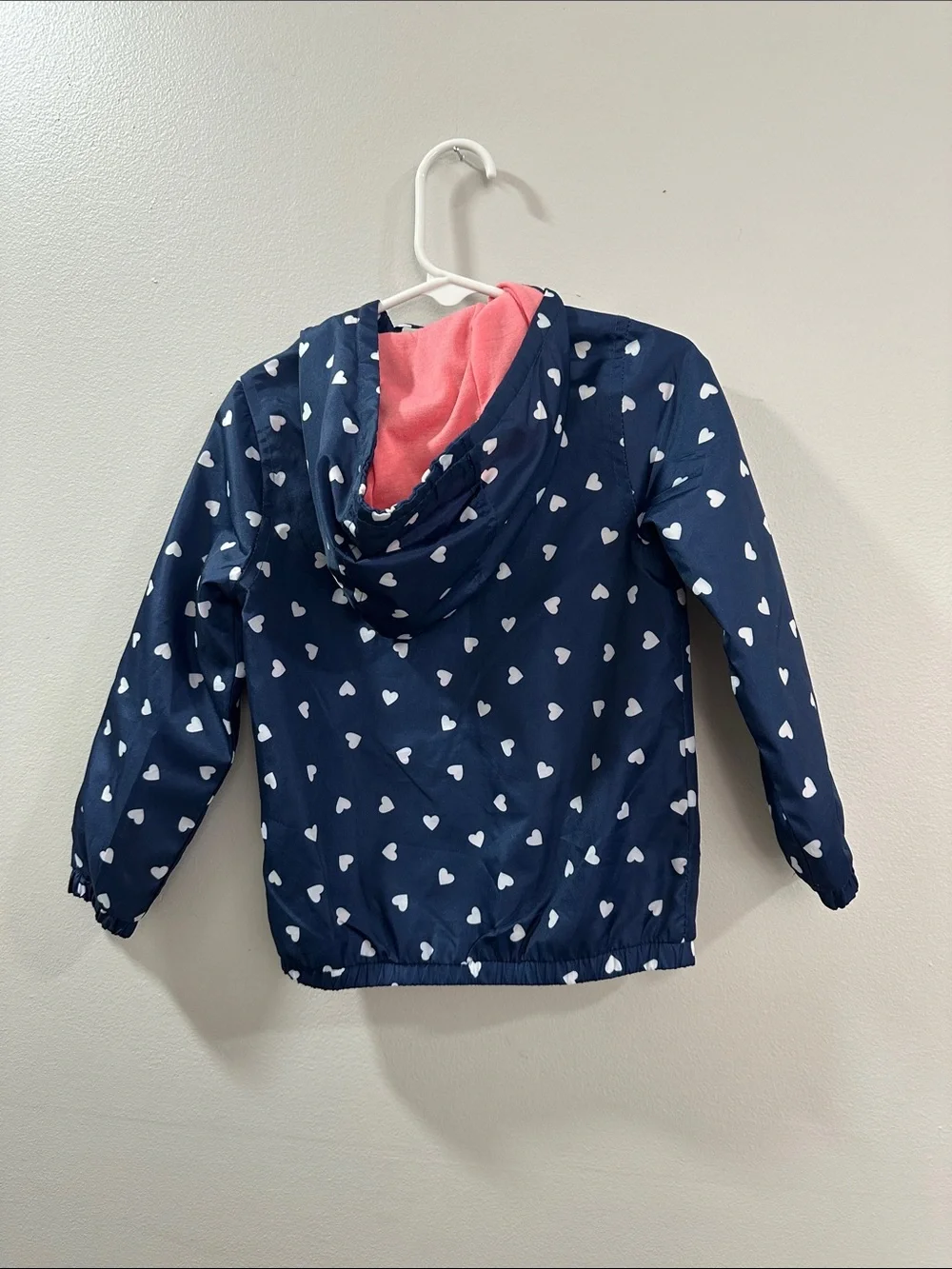 Carter's Navy Hooded Raincoat with White Hearts
